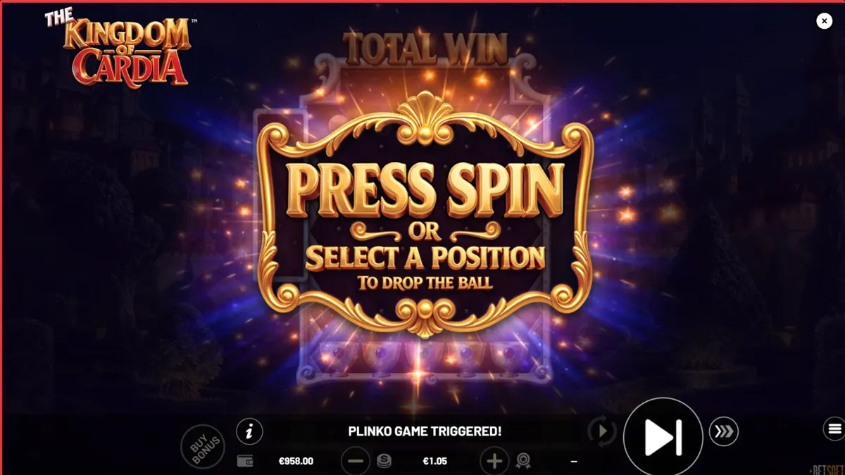 Tampilan visual slot The Kingdom of Cardia dengan elemen kartu dan taman fantasi